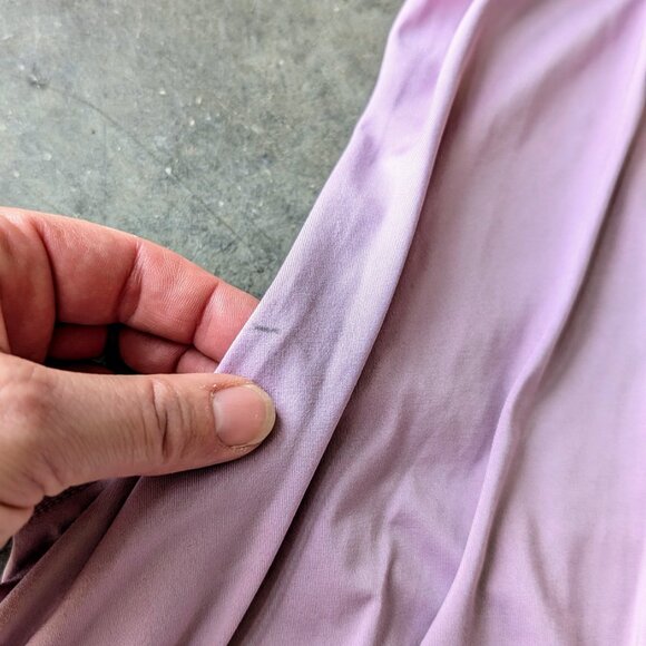 Express Body Contour Lavender Purple Ruched Empire Deep V Bodysuit size XL - Picture 5 of 9